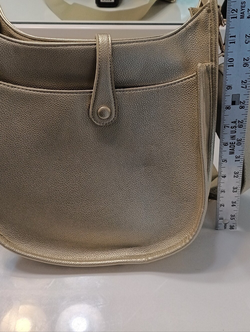 AHDORNED Metallic Gold Pebbled Crossbody Bag Organizer Purse